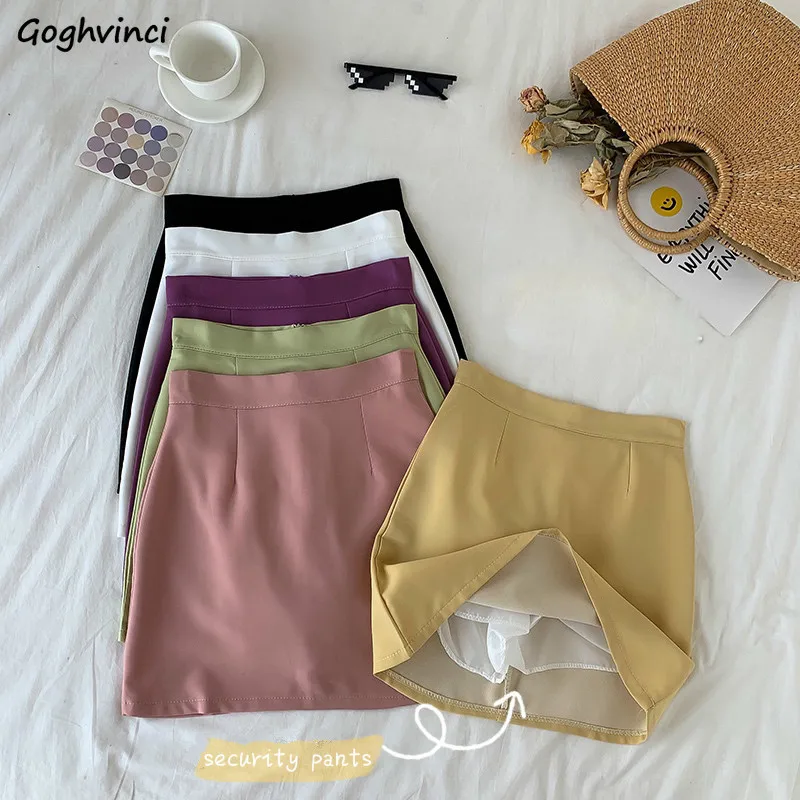 

Женские юбки с высокой талией, одноцветные, яркие цвета, мини-юбки, шикарные, в Корейском стиле, милые, трапециевидные, повседневные, винтажн...