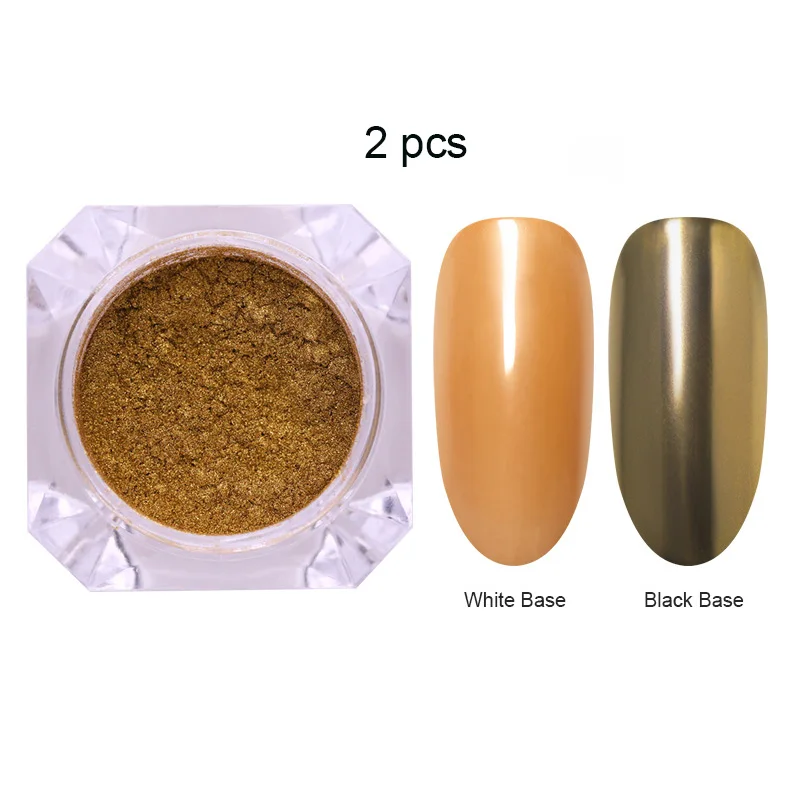 2pcs-Set 9 Яркие Блестки для ногтей порошок пыль хром пигмент пыль ослепительный салон микро Голографический лазерный порошок для DIY украшения для ногтей - Цвет: 2pcs-Set 9