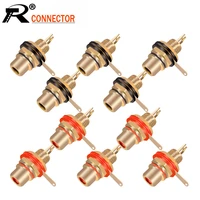 10pcslot rca connector gold plated female jack socket solder wire connector rca panel mount chassis wholesales