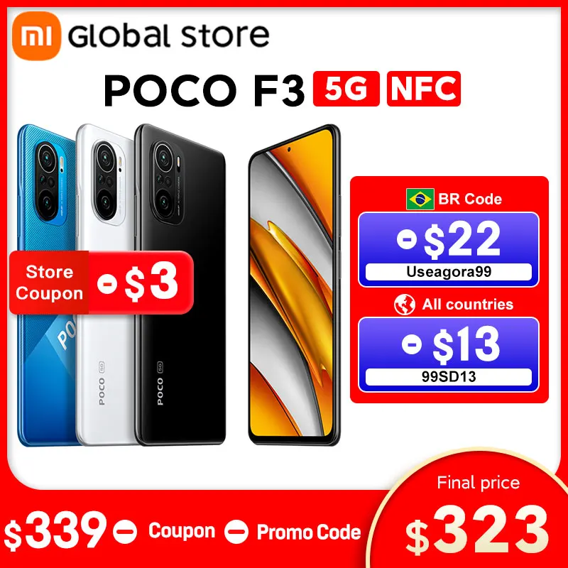  POCO F3 NFC 5G, 6 ГБ 128 ГБ/8 ГБ 256 ГБ, Восьмиядерный процессор Snapdragon 870, экран 6,67 дюйма 120 Гц E4 AMOLED 