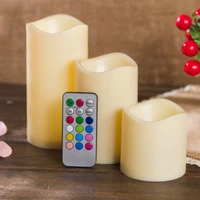 3pcs 18 key colorful flameless led candles flickering color changing candle lights battery operate with remote bjstore