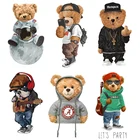 Термо-Стикеры для одежды нашивки на одежду Переводные железные для одежды с рисунком милого мишки наклейки Знак Утюг на теплопередача нашивки в полоску