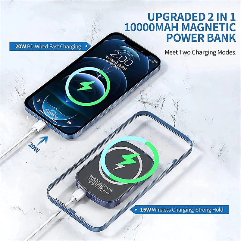 new 10000mah magnetic power bank 15w wireless mobile phone fast charger for iphone12 13 pro max external auxiliary battery free global shipping