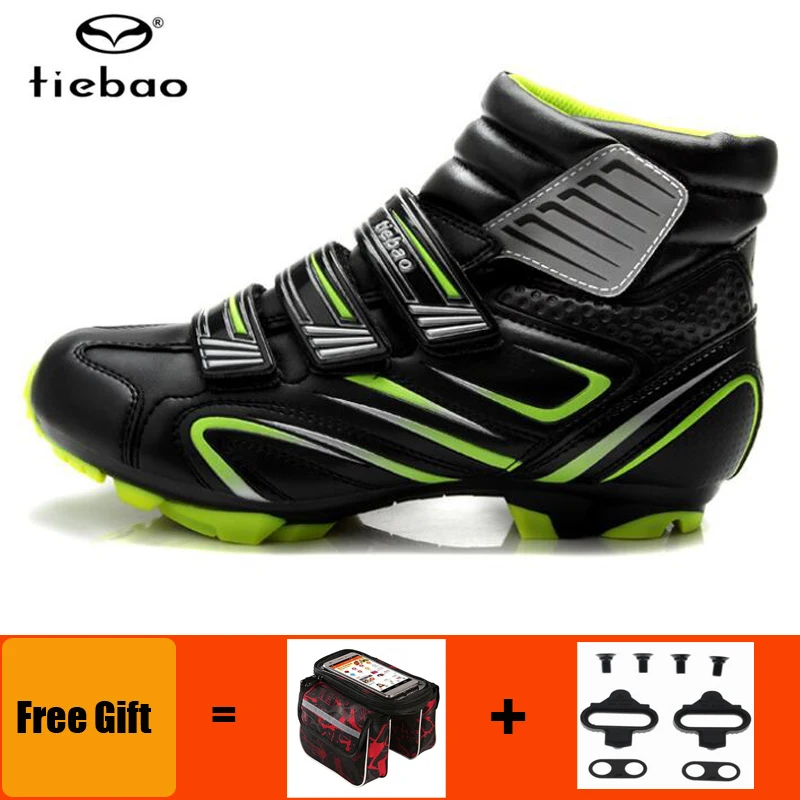 add cleats and bag TIEBAO велосипедная обувь sapatilha ciclismo mtb Мужская зимняя обувь с самоблокирующимся замком SPD patillas MTB Мужская обувь для внедорожного велосипеда велосипедные ботинки - Цвет: add cleats and bag