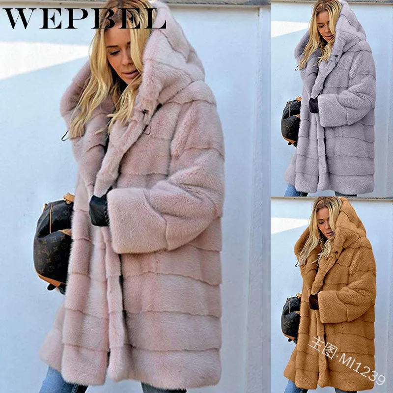 WEPBEL женские пальто куртки повседневные однотонные зимние плюшевые с капюшоном