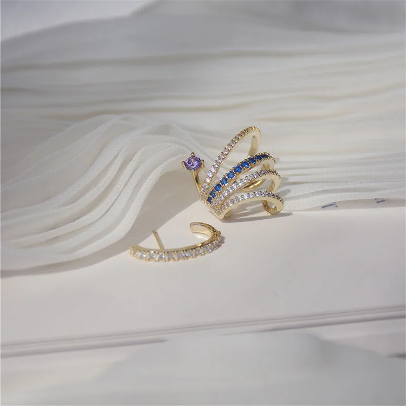 

Женские серьги-клипсы с цирконом, разноцветные, вечерние европейском и американском стиле