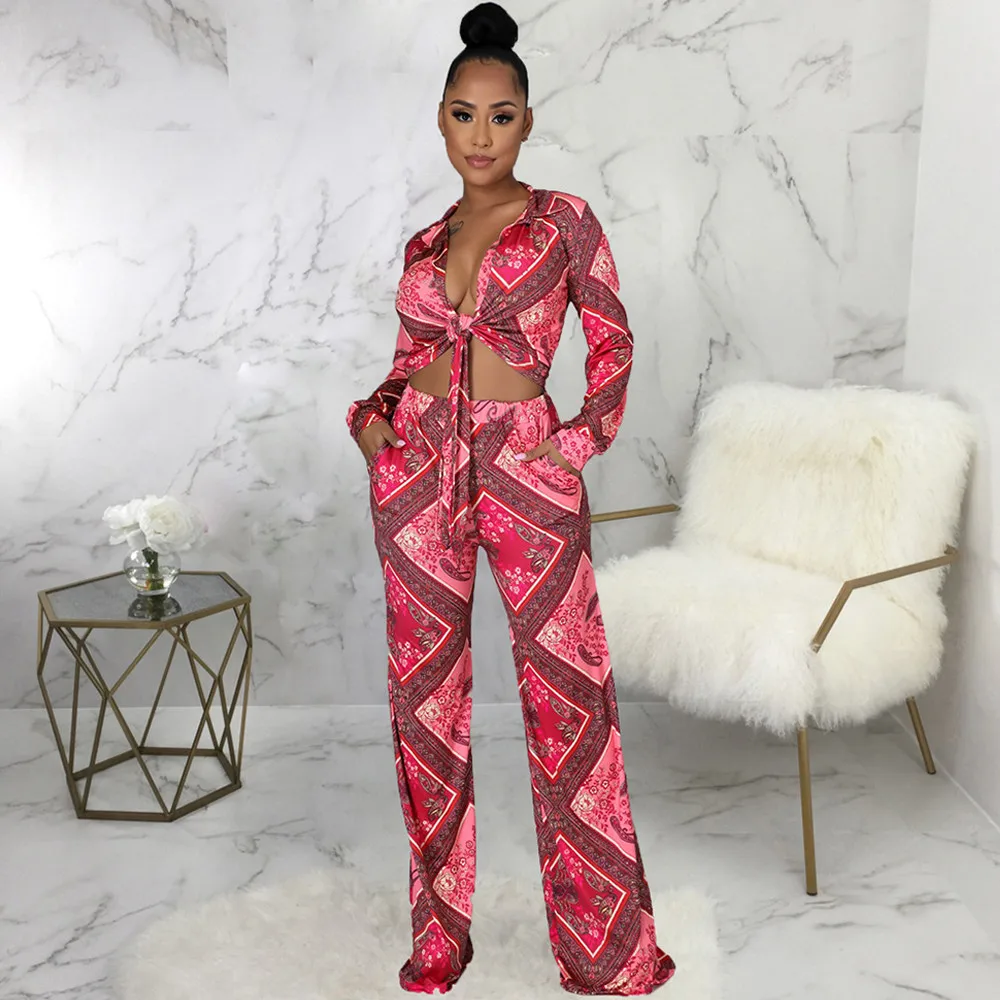 

Пейсли Бандана с принтом из двух предметов комплект детской одежды, тренировочный костюм для Для женщин с длинным рукавом и с перекрестной ...