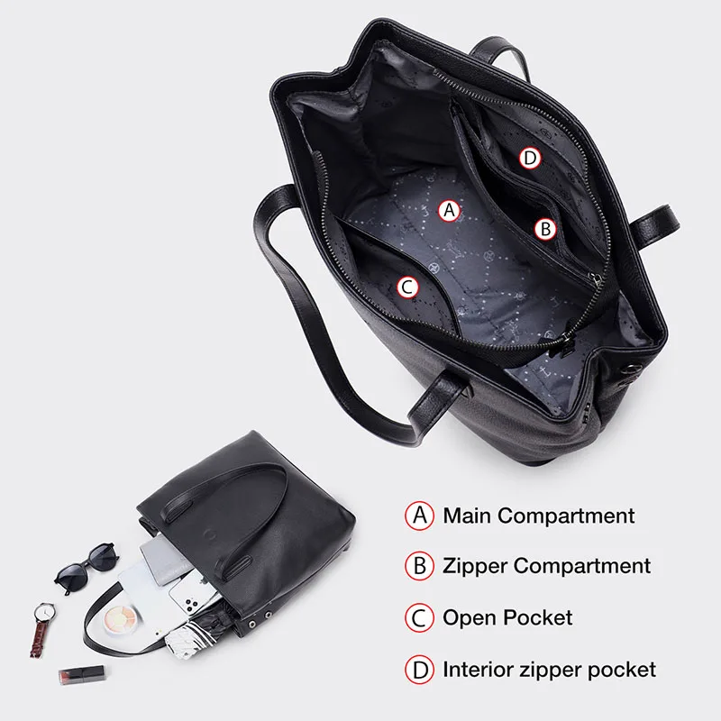 

FOXER Lady Cow Leather Big Totes Women Simple Top Handle Bag Fashion Casual Large Capacity Shoulder Handbag Female Laptop Purse