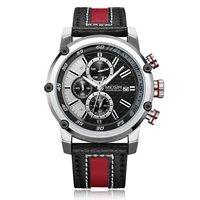 big sale fashion designer megir ml2079 quartz watch for man 3 color selection automatic wristwatch leather belts alloy case 3atm