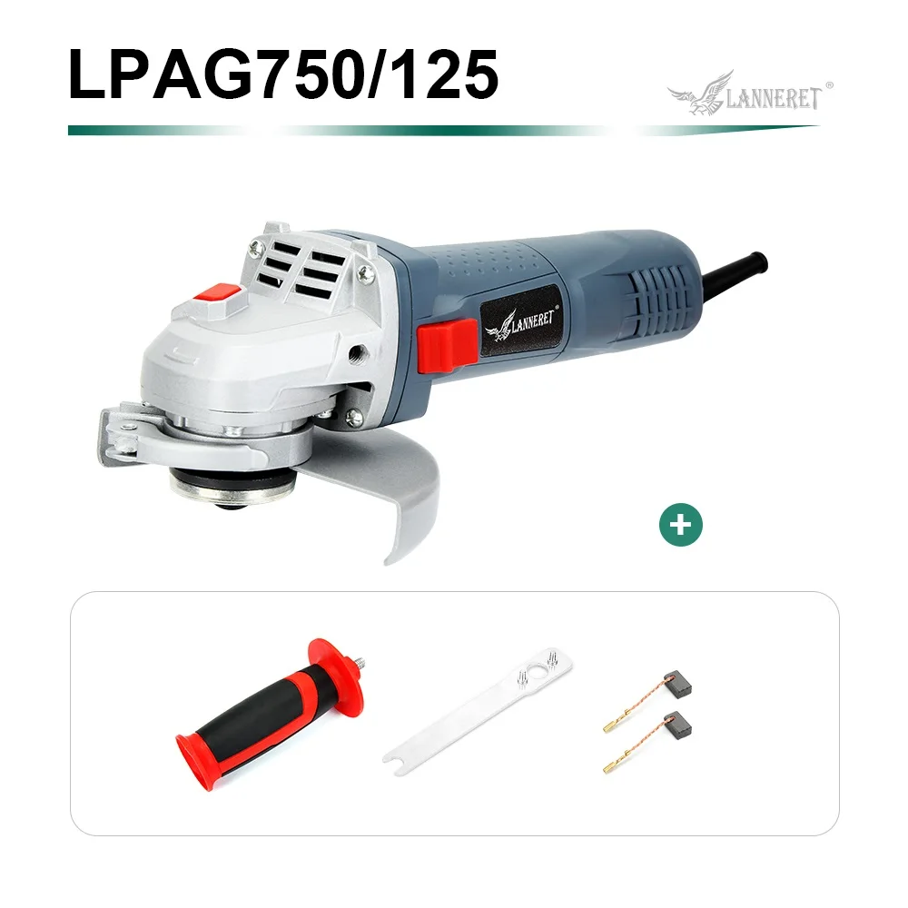 750W GREY LANNERET 1050 Вт электрическая угловая шлифовальная машина 125 мм Переменная скорость 3000-10500 об/мин безинструментальная защита для резки шлифовки металла или камня - Цвет: 750W GREY