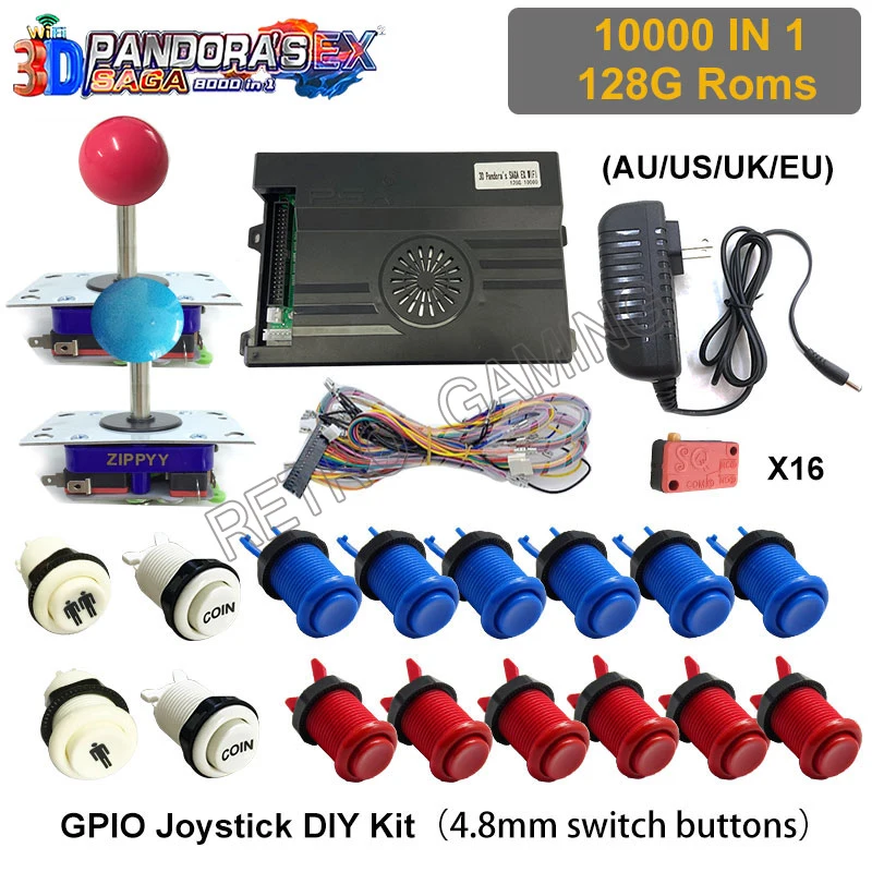 2021 Pandora Saga EX Box 10000 in 1 3D Retro Arcade Games Wifi DIY Kit Console Cabinet Machine Joystick Button With Tutorial