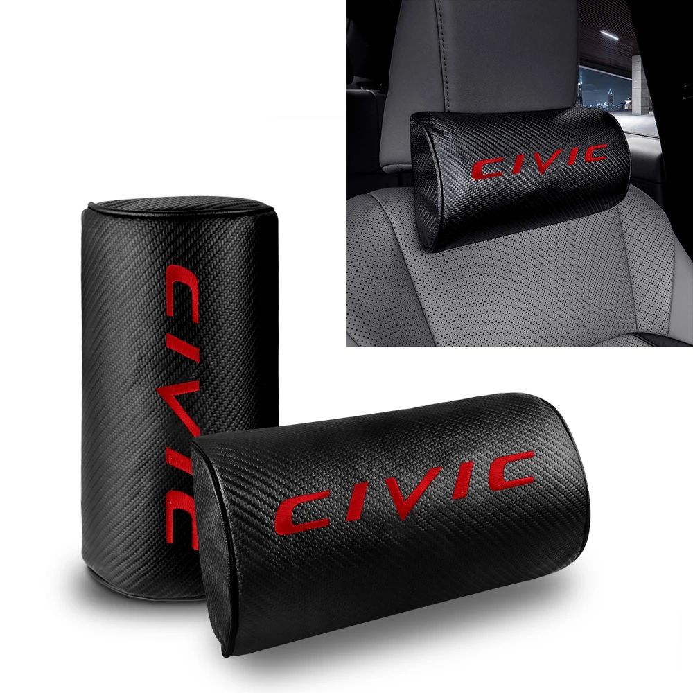 2 шт. подголовник из искусственной кожи для автомобильного стайлинга Honda Civic Mugen