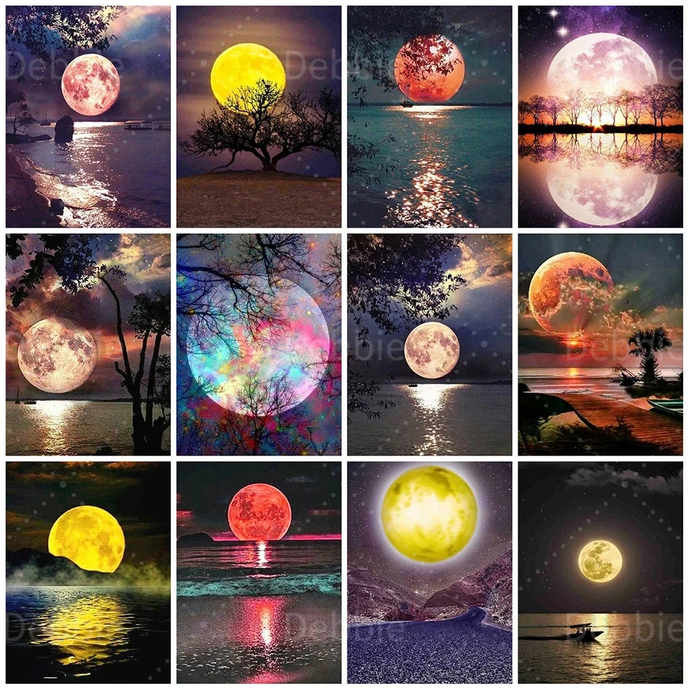 

5D Diy Diamond Painting Moon Full Diamond Handmade Embroidery Landscape Cross Stitch Diamond Mosaic Home Decoration Painting