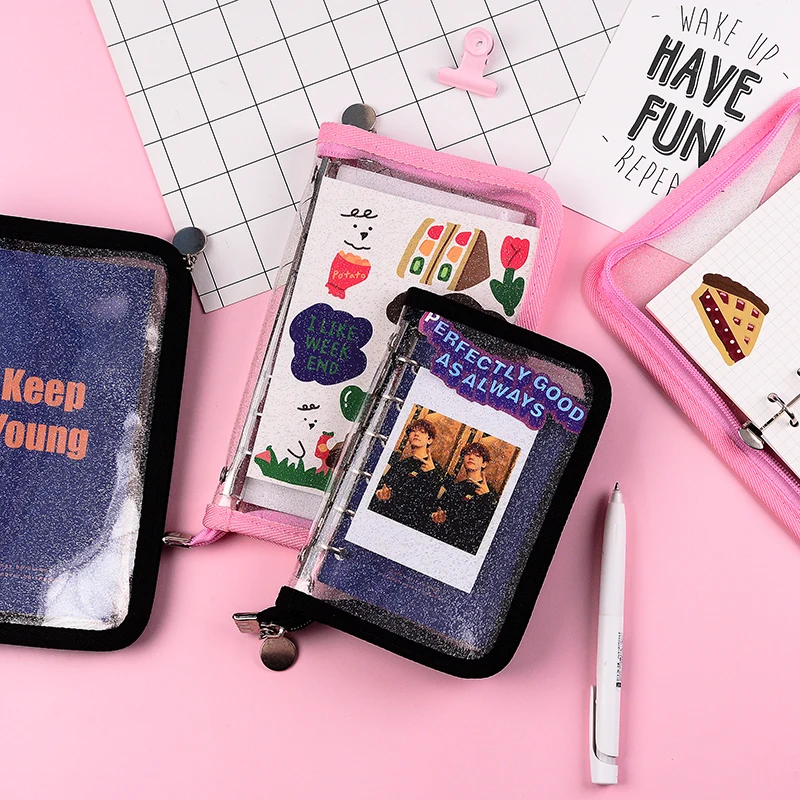 Прозрачная Обложка Yoofun милый яркий ежедневник на молнии для A6 A7 дневник записная