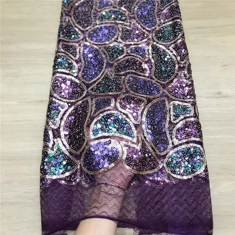 Роскошные зеленые нигерийские кружевные ткани фиолетовая вышитая сетчатая