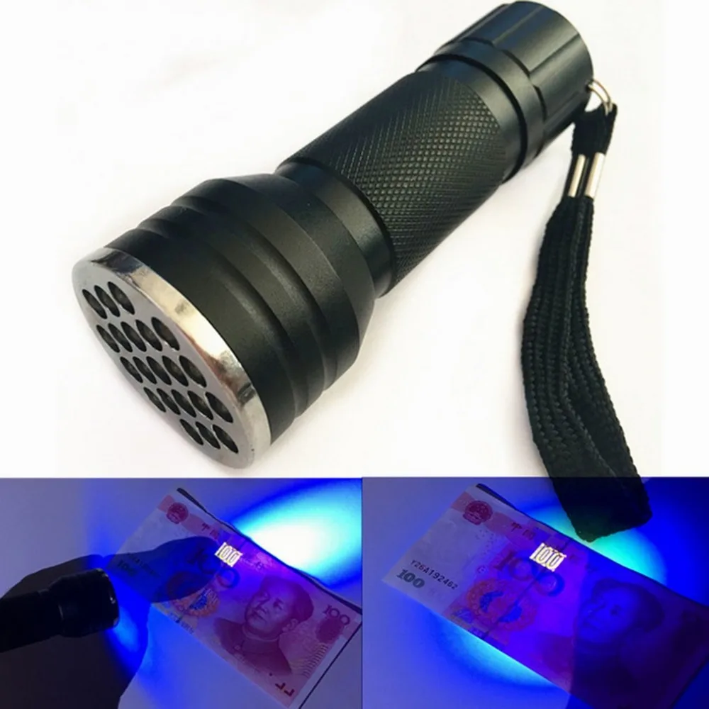 

21 LED UV Flashlight Torch Light 395nm Ultra Violet Light Blacklight UV Lamp Torch AAA Battery For Marker Checker Detection