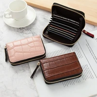business card holder men pu leather credit card wallet bag women zipper creditidbank card holder case coin purse