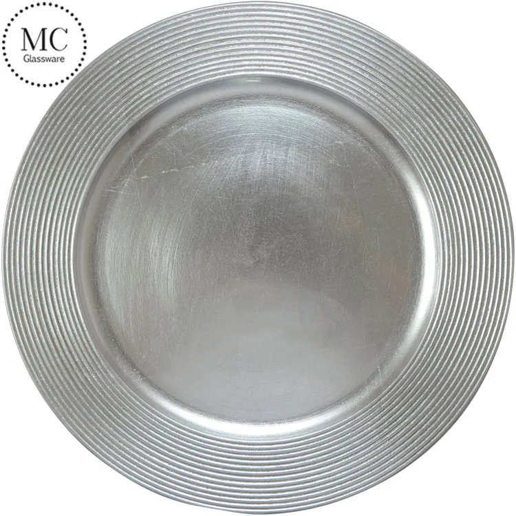 

1pcs Silver Wedding Disposable Plastic Charger Plate