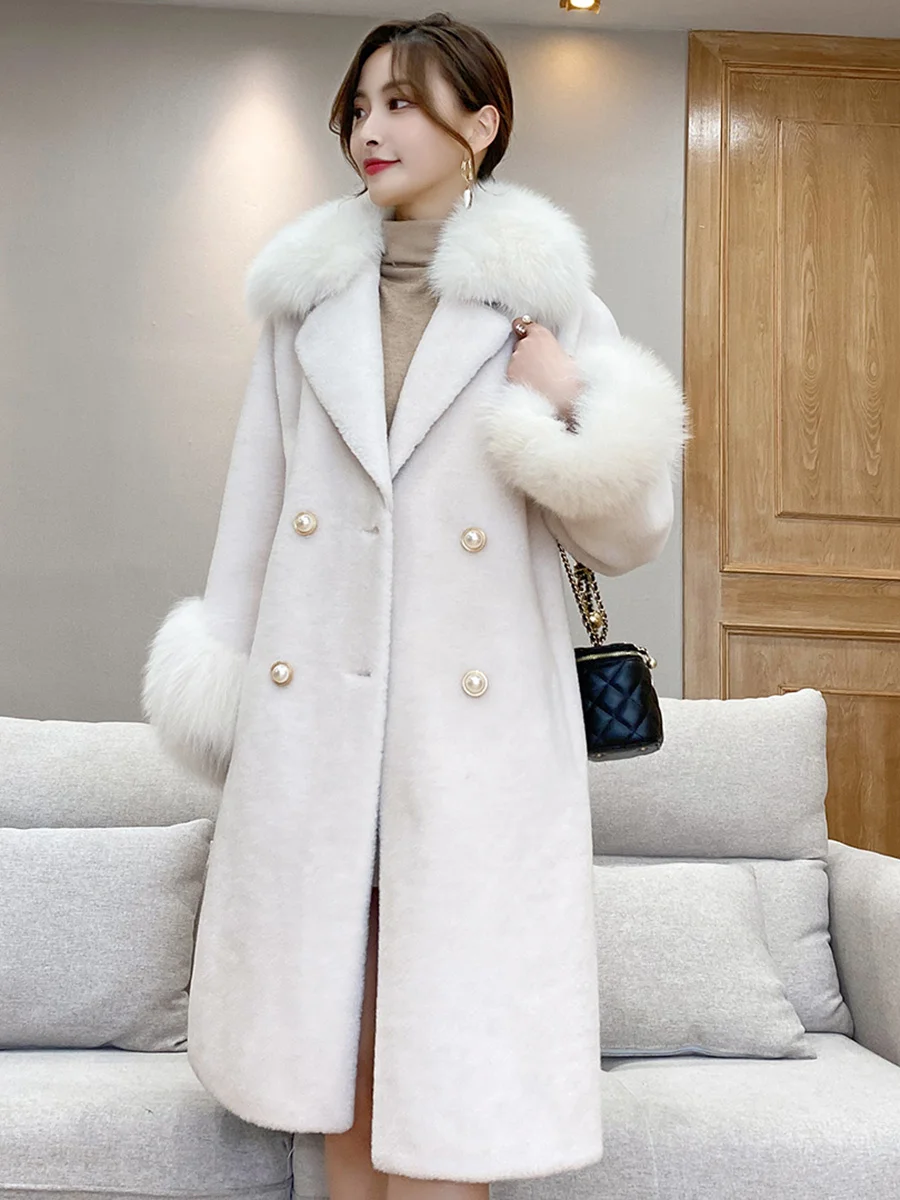 

Пальто из меха ягненка, женское средней длины, новинка 2021, зимнее кашемировое пальто из натуральной овечьей шерсти, женское толстое пальто