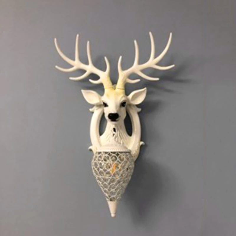 

Vintage Resin Antler Wall Lamp Nordic Wall Light Retro Deer Living Room Bedroom Bedside Lamps Wall Sconce Lamp Indoor Home Light