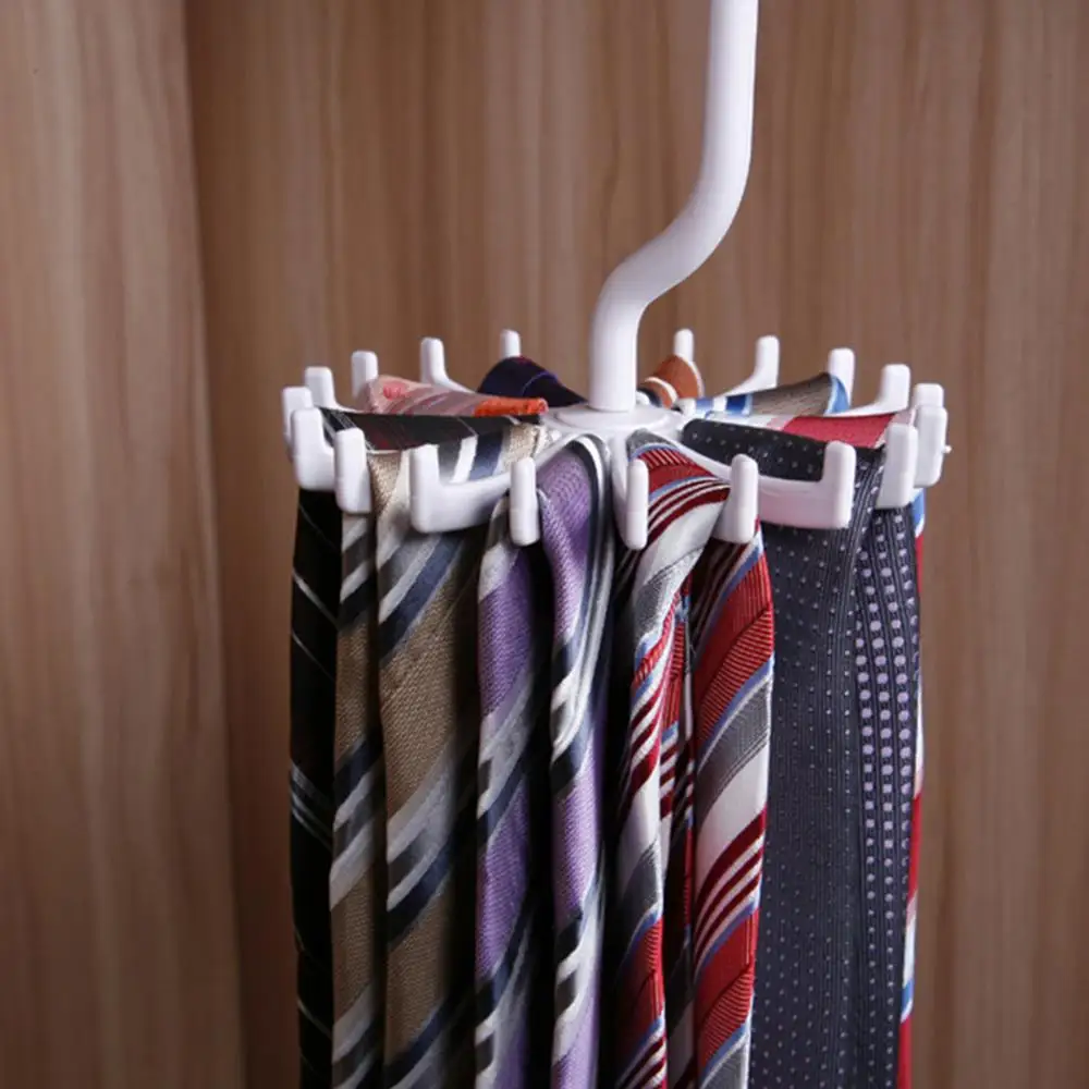 Пластиковая портативная вращающаяся на 360 ° стойка для галстуков вешалка