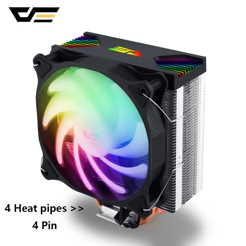 darkFlash CPU Cooler 4 Heat Pipes 3Pin+4Pin PWM Fan Sync Heatsink with Thermal Psate CPU Cooling Radiator For AM4 LGA1136/115x