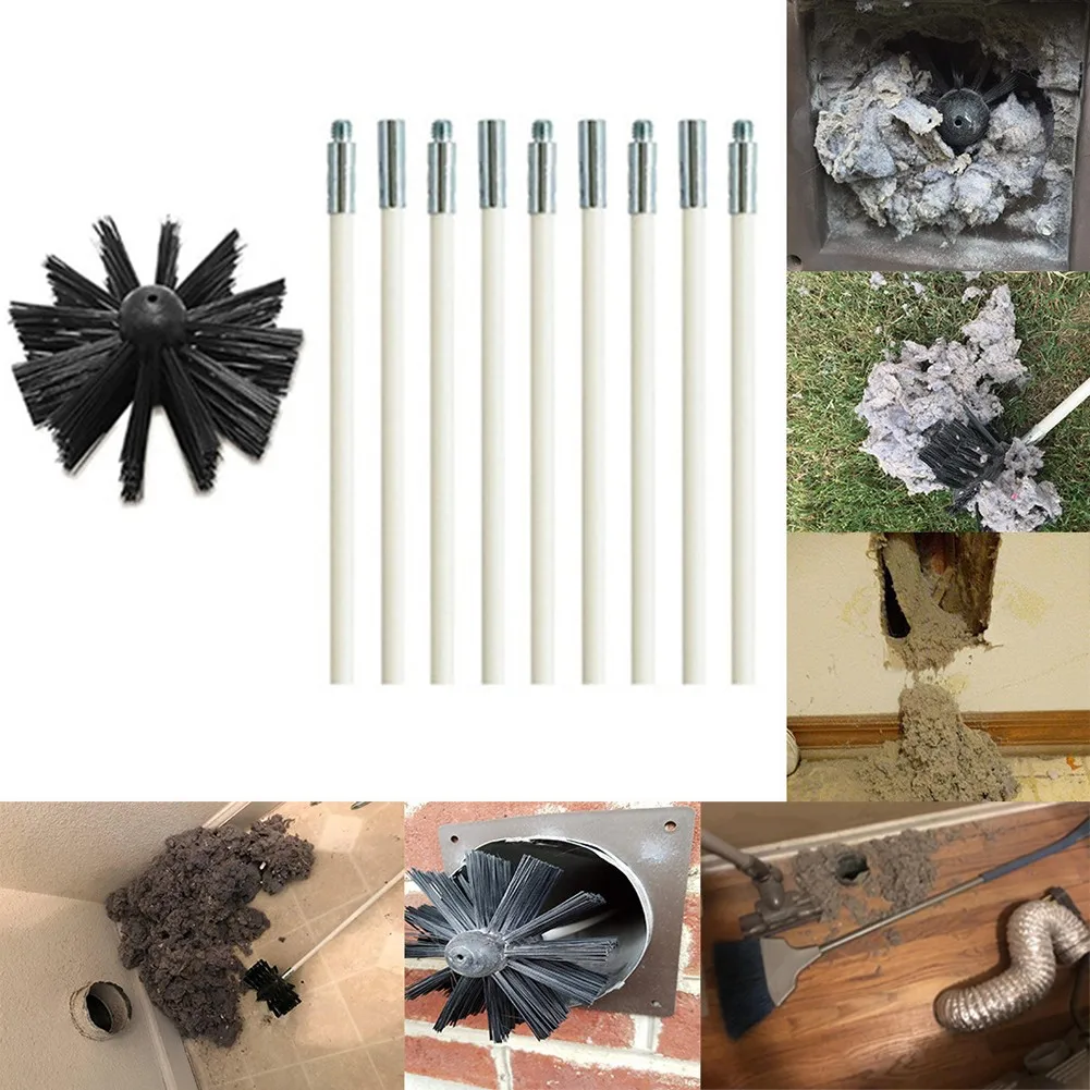 

1 Set Chimney Nylon Cleaner Brush With Handle Clean Rotary Sweep System Fireplace Cleaning Kit Rod Tool Set