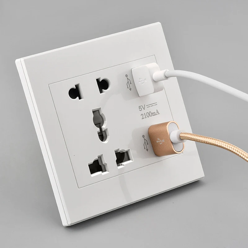 Универсальный стандарт 2.1a Usb настенная розетка домашнее настенное зарядное устройство 2 порта Usb розетка зарядное устройство для телефона белый/черный/золотой