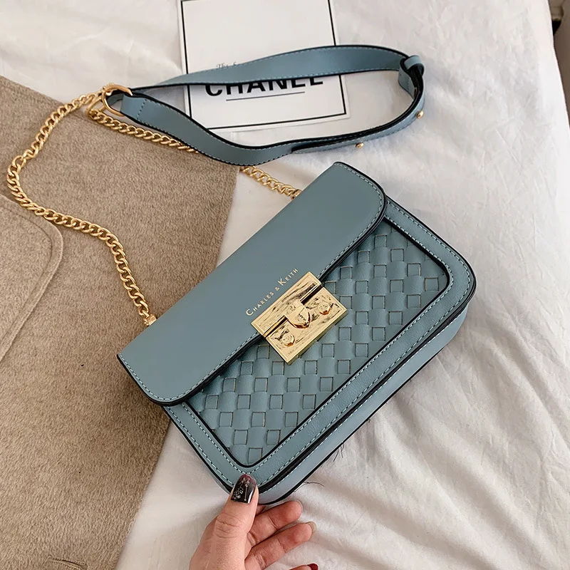 

2020 New Fashion Pu Ladies Handbag High Quality Flip Top Ladies Shoulder Bag Double Chain Messenger Bag Lady Messenger Bag