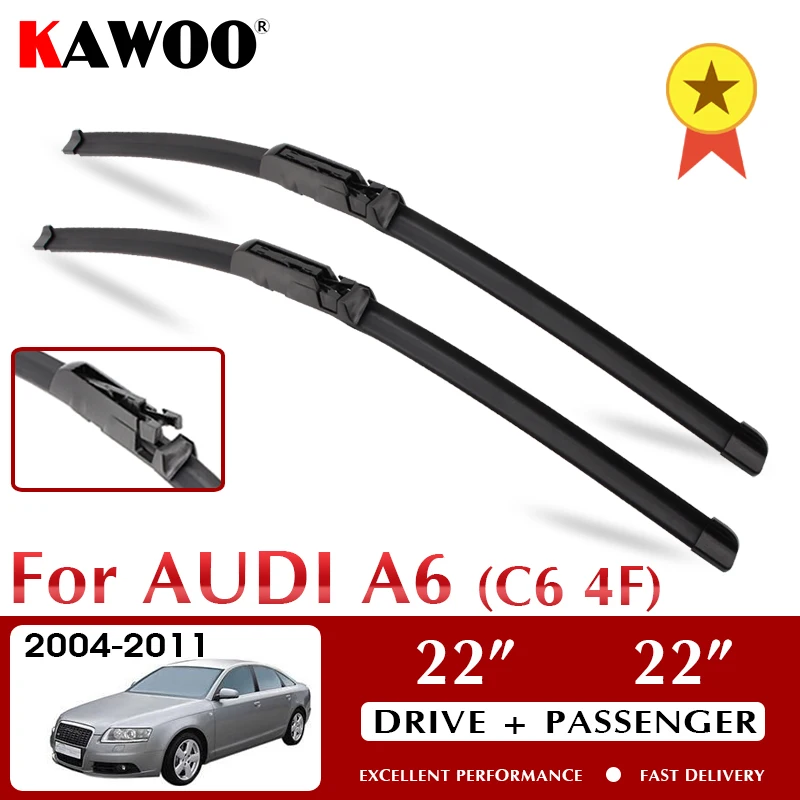 

KAWOO Wiper Front Wiper Blades For Audi A6 C6 4F S6 RS6 2004 2005 2006 2007 2008 2009 2010 2011 Front Windshield 22"+22" LHD