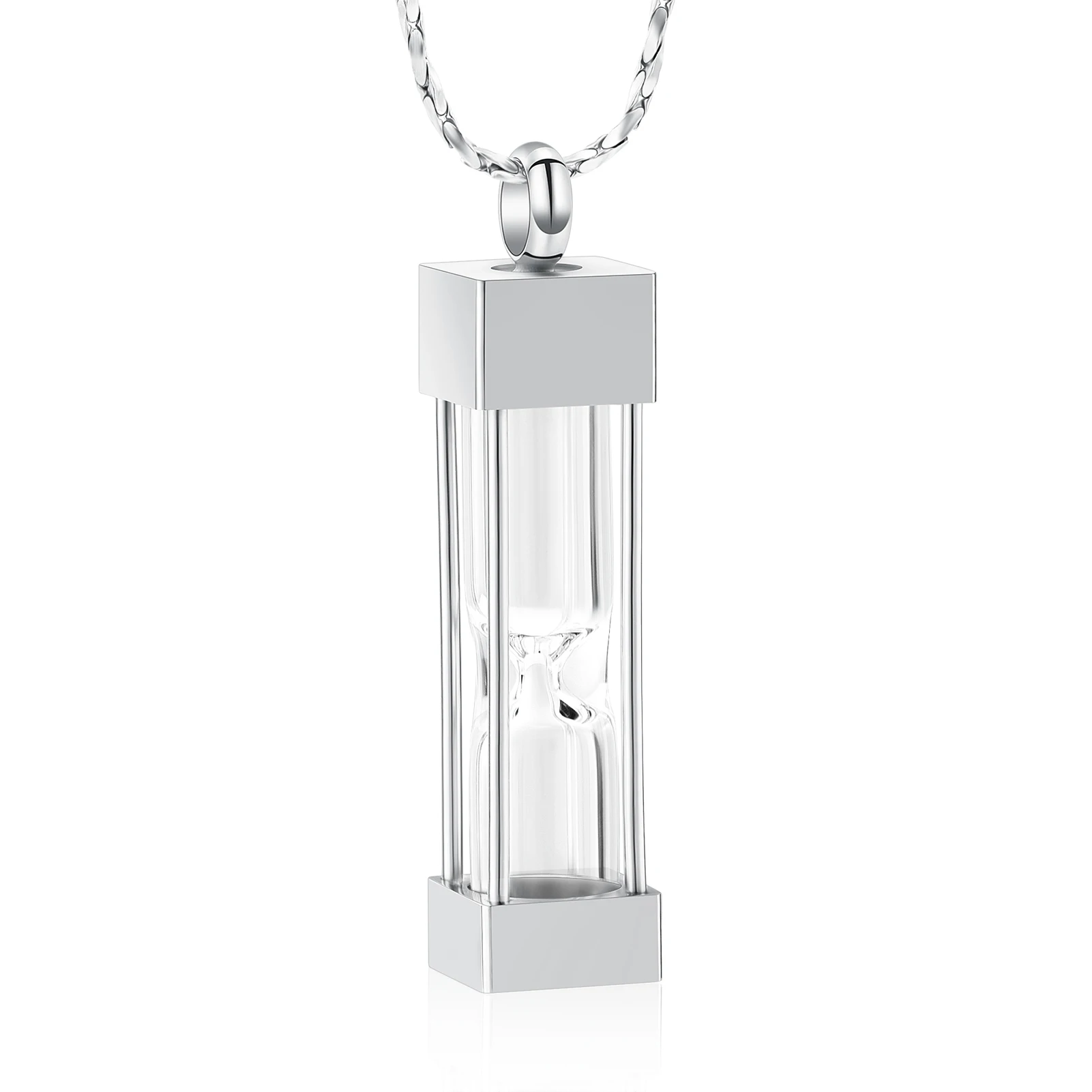 Glass Hourglass Cremation Jewelry for Ashes Container Vial Urn Necklace Pendant Stainless Steel Memorial Gifts