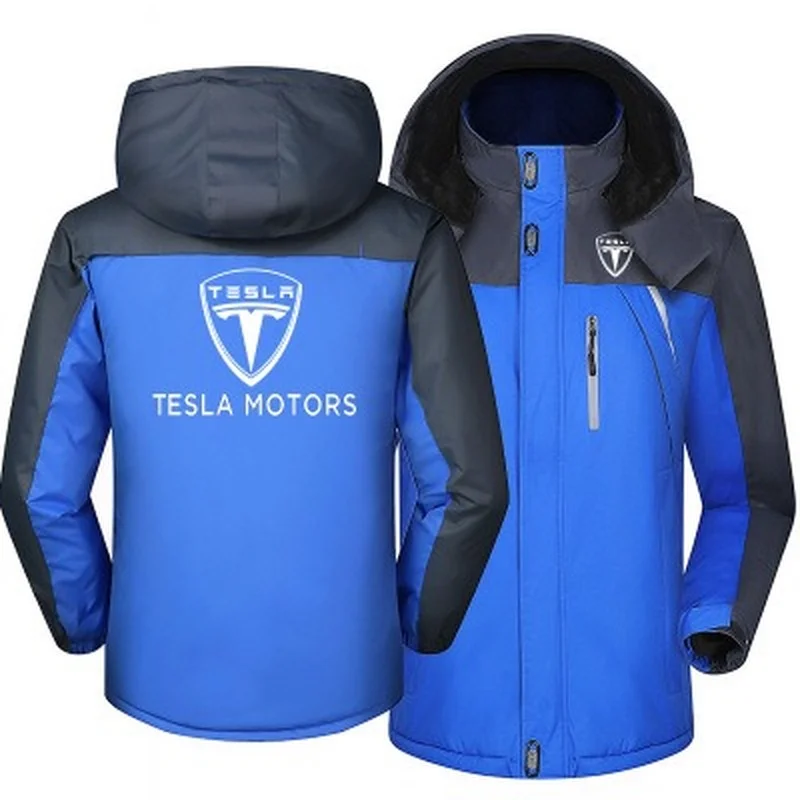 

2021 Winter Jacket Men for Tesla Motors Thick Warm Coat Male Windproof Hooded Outwear Casual Mountaineering Overcoat