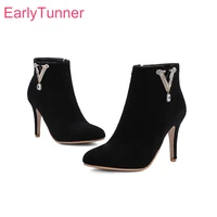 brand new fashion black pink women ankle boots hot office lady formal shoes super high heel plus small big size 10 32 46 48