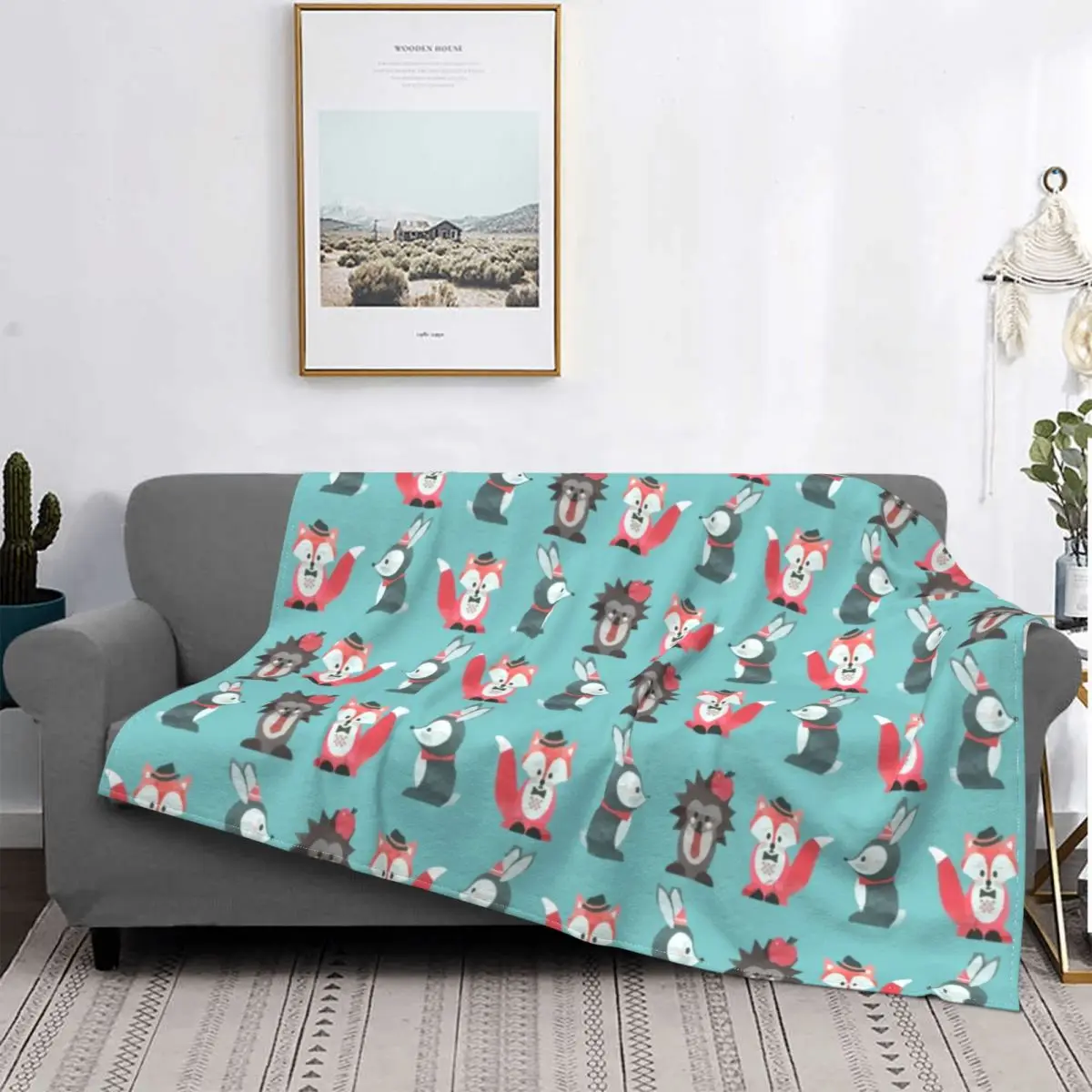 

Dark Bunker Blanket Cute Animal Fox Winter Bedspread Plush Super Soft Cover Flannel Quilt Bedding Bed Couch Fluffy Outlet