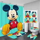 Новинка, занавеска для душа с принтом Микки и Минни Маус из Диснея, чехол для унитаза, коврик для ванной, коврик, Набор предметов, крючки для штор