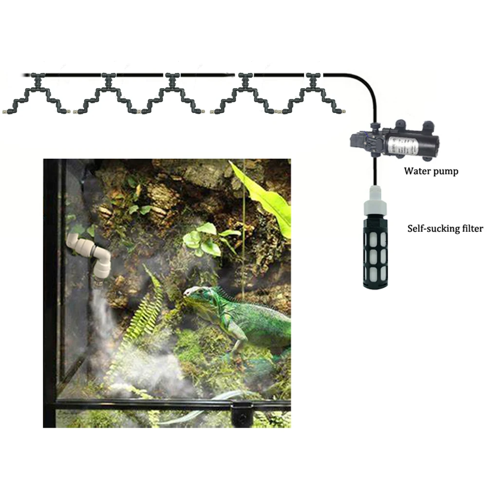 Reptiles Fogger Mist Sprinkler Rainforest Tank 360 Adjustable Aquarium Aquatic Pet Humidification Misting Cooling System