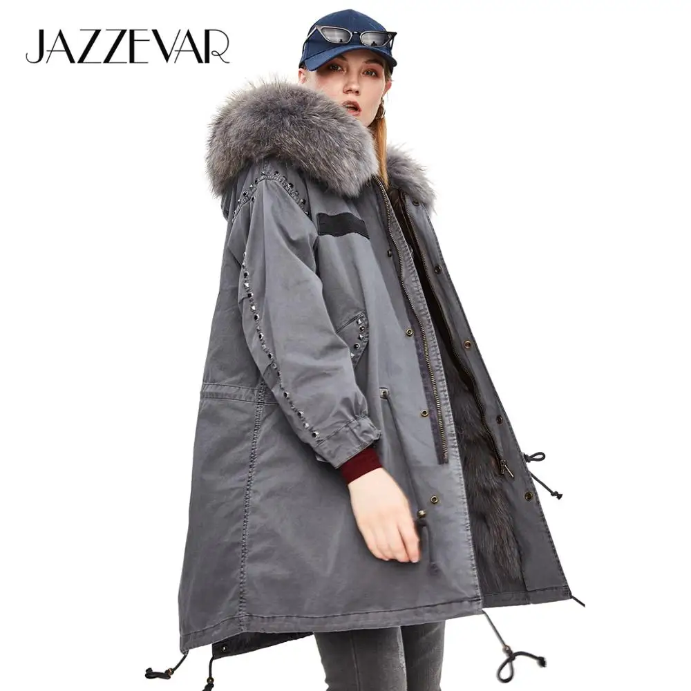 JAZZEVAR 2019 Новая женские куртки модная женская длинная армейская парка с