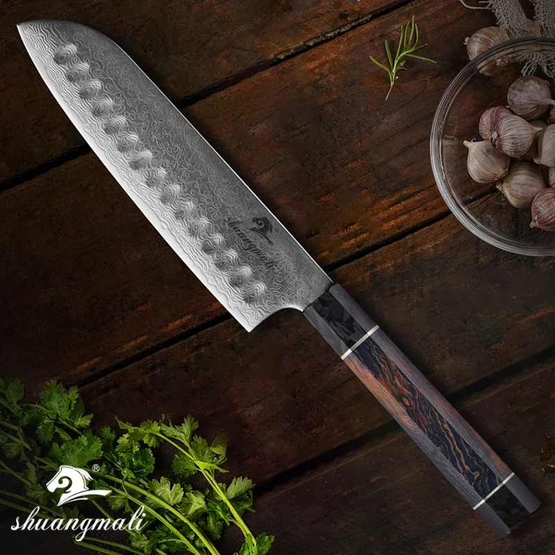 7 дюймов шеф-повара сантоку ножи VG10 Дамаск Сталь утилита Santoku Кухня Ножи подарок
