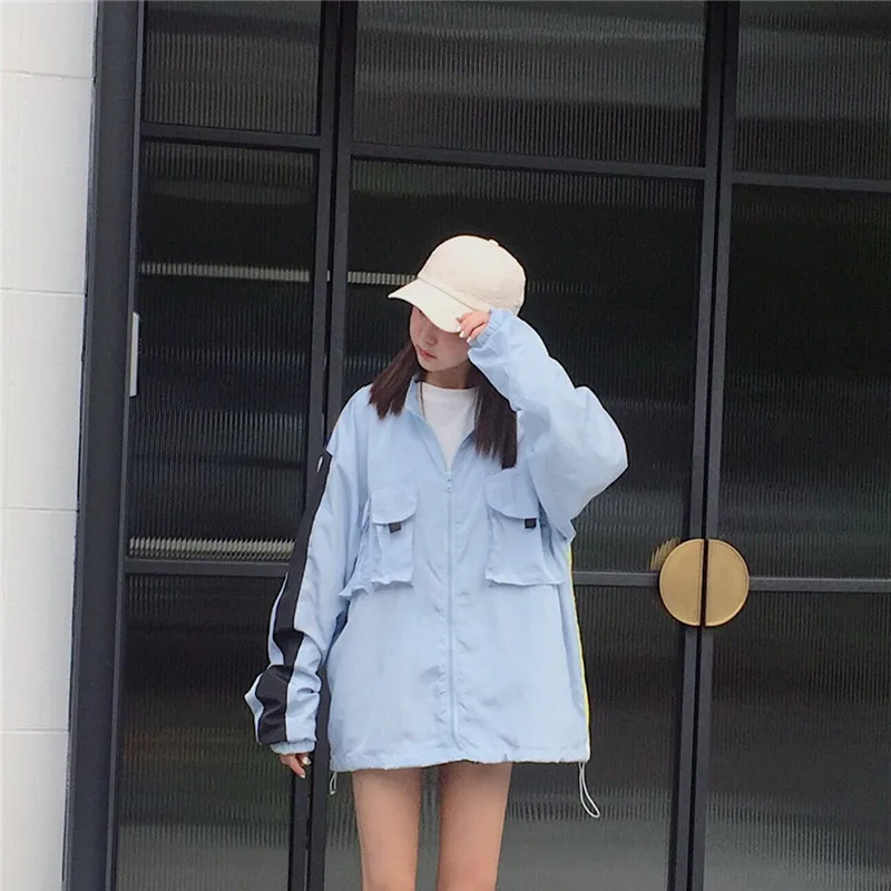 

Spring autumn jacket women clothes 2020 new zipper outerwear Hand Painted streetwear women jacket oversized loose hip hop coat