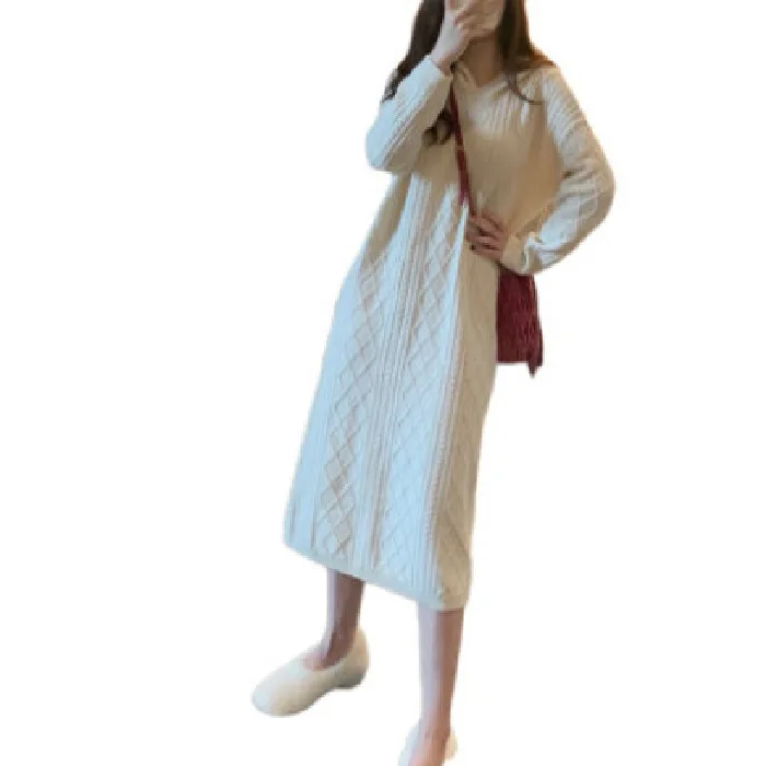 

GOOHOJIO 2020 Autumn Winter Solid Color Ladies Thicken Sweater Over The Knee Pullovers Sweater Women Turtleneck Sweaters Women