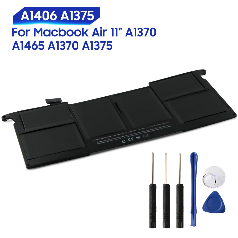 

Original Replacement Battery For Macbook Air 11" A1370 A1465 A1406 A1375 Genuine Laptop Battery 4680mAh With Tools