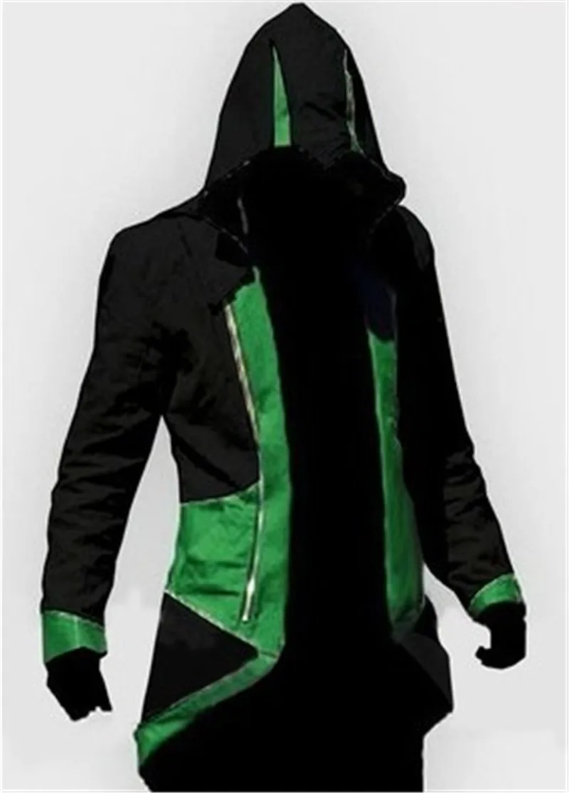 Black and green Assassin's Creed Косплэй куртка Connor костюм на Хэллоуин - Цвет: Black and green
