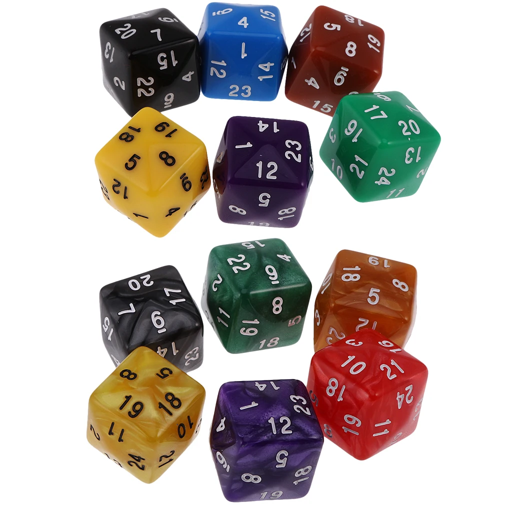 MagiDeal 6 шт. 24 /30 Двусторонние игральные кости D24 D30 кубики для D & TRPG семейная
