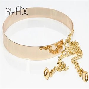 Ремень женский с металлической зеркальной пряжкой, 2021 см, модный дизайн, широкий пояс с золотыми цепочками, BL07, 4,5