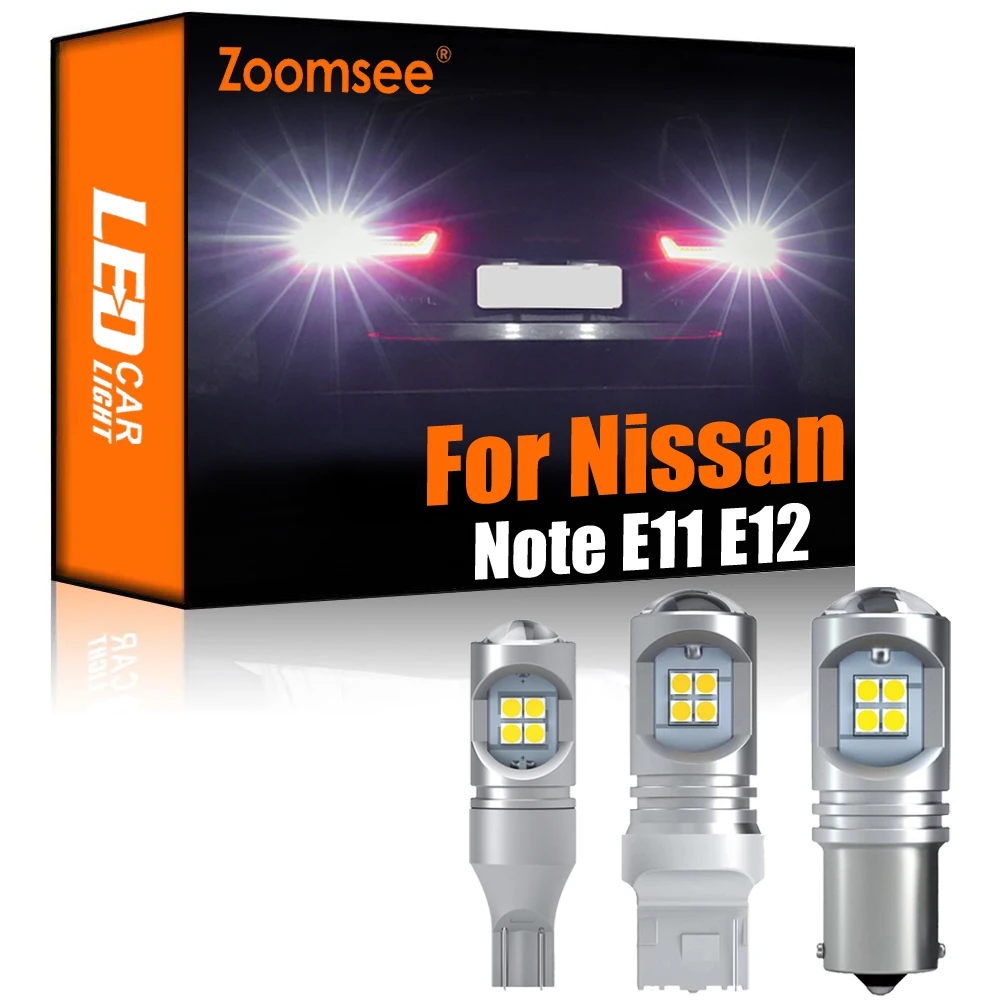 Zoomsee 2Pcs White Reverse LED For Nissan Note E11 E12 2006-2019 Canbus Exterior No Error Backup Rear Tail Bulb Light Auto Kit