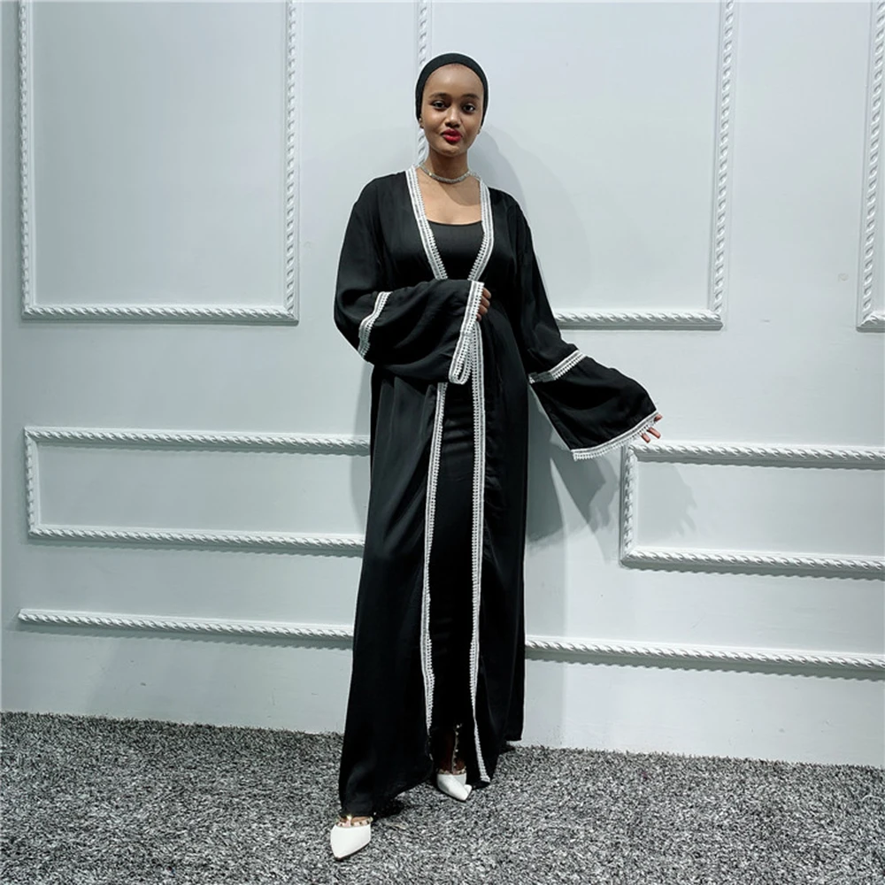 

Open Black Muslim Abaya Kimono Cardigan Fashion Dress Abayas For Women Kaftan Dubai Turkish Islamic Clothing Turkey Saudi Arabia