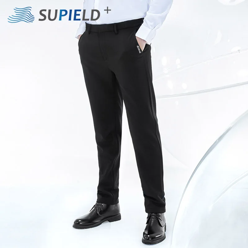 SUPIELD Aerogel Warm Business Casual Pants Men Elastic Slim Fit Straight Trousers Classic Style Black Fashion Winter Men Pants