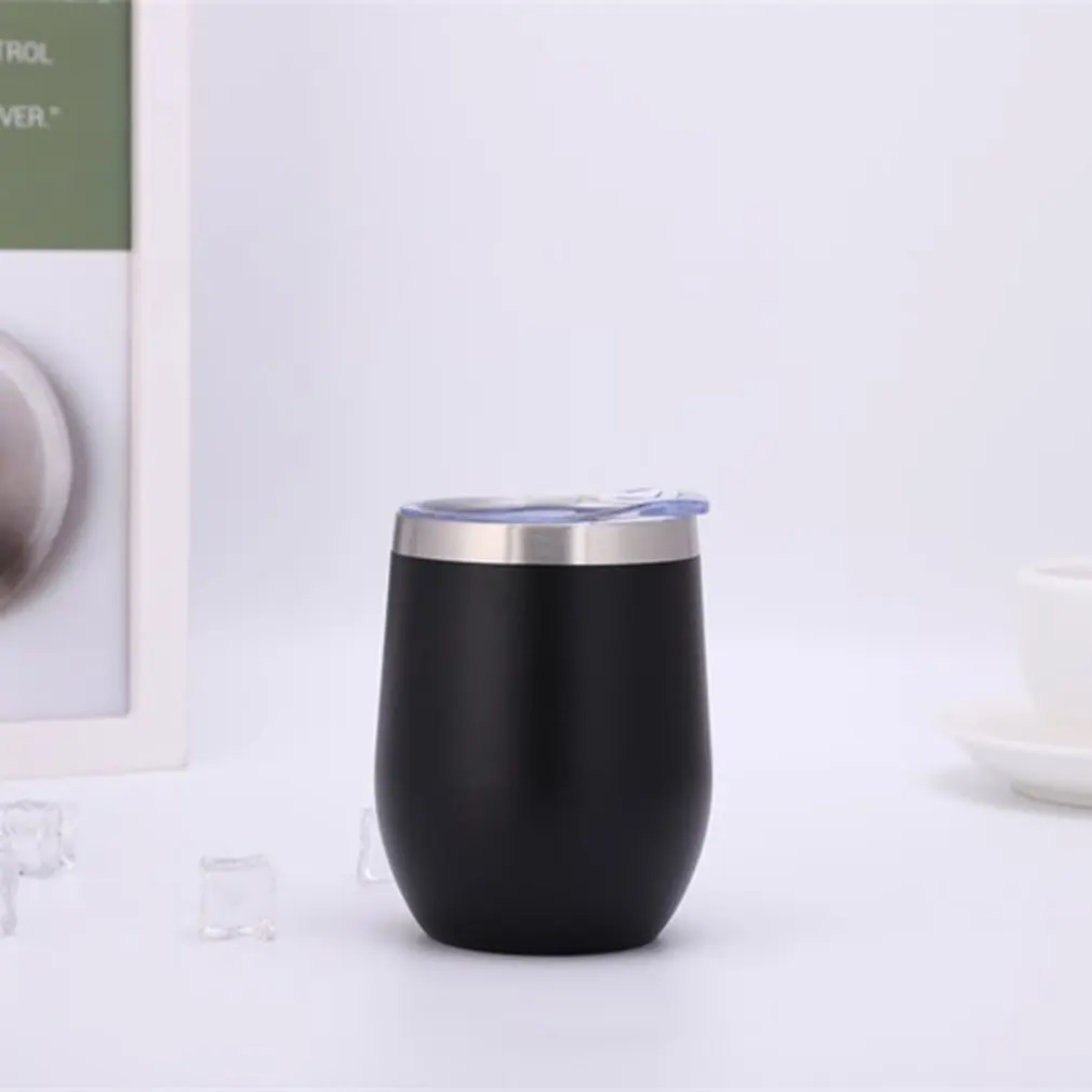 

Stainless Steel Double-layer U-shaped Eggshell Thermos Cup Insulated Wine Glass With Lid Champagne Glass Cocktail Cup
