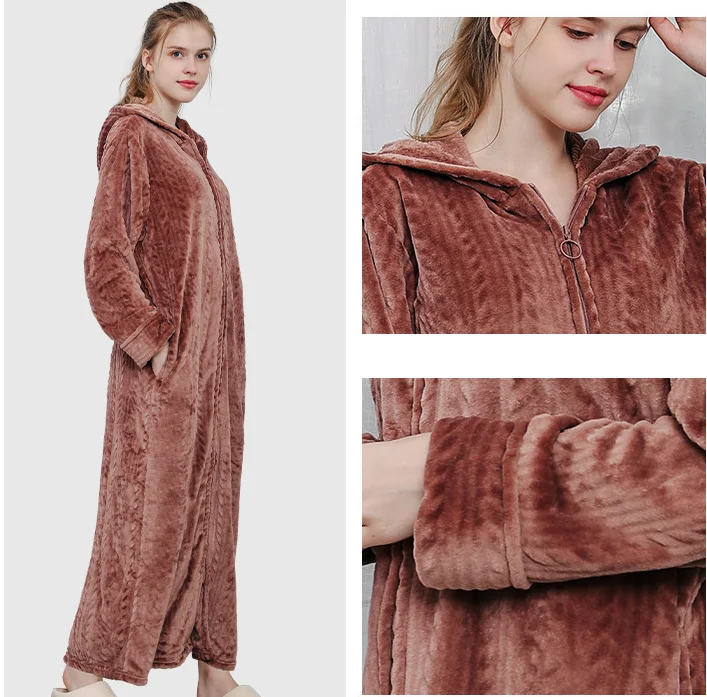 

Female Autumn Thicken Flannel Bathrobe Pajamas For Women Nightwear Daily Casual Lounge Robe Sleepwear