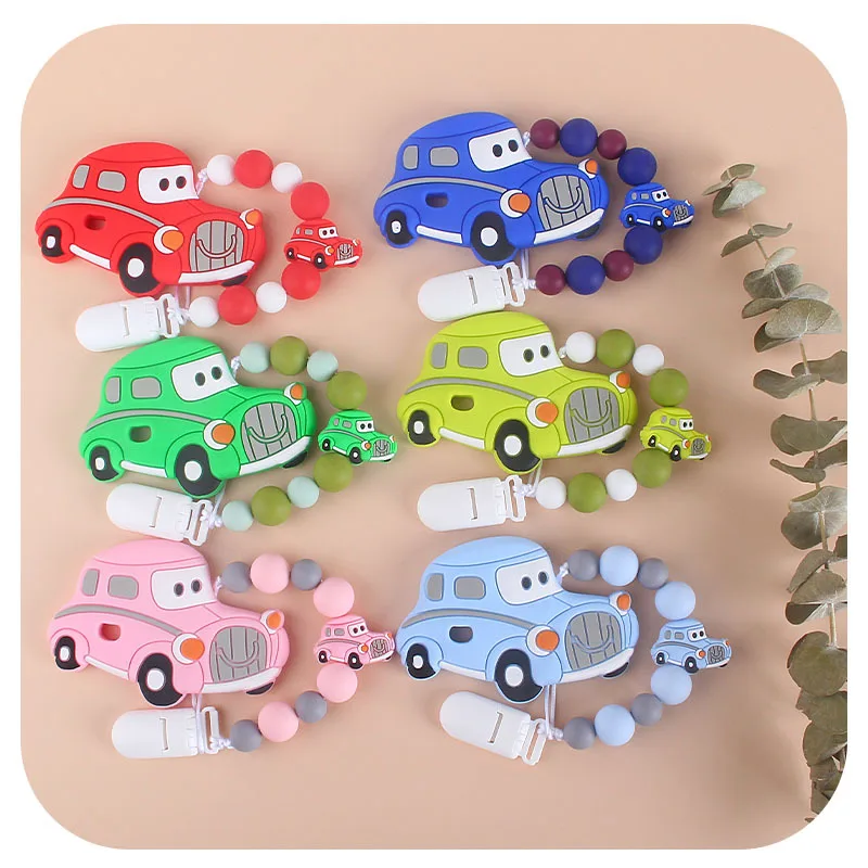 

2 шт. детский Прорезыватель для зубов, силиконовая мультяшная силиконовая клипса в форме машины для прорезывания зубов, игрушка для кормлен...